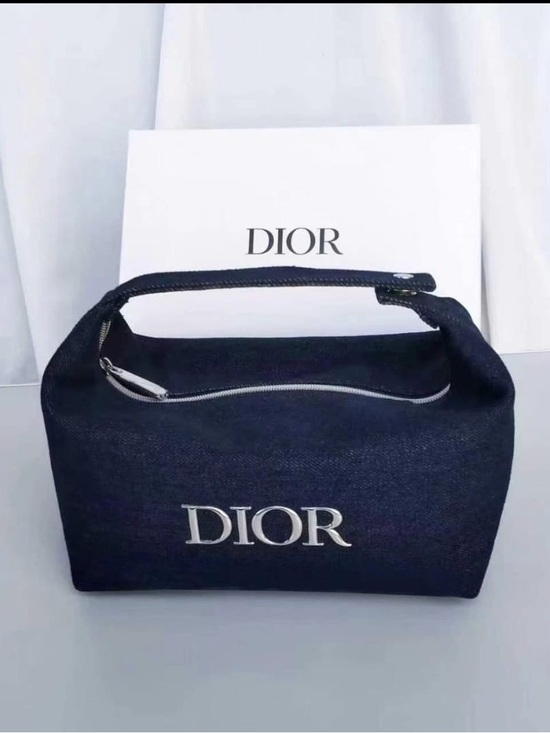 Dior Other - Dior Navy Denim Logo Top-Handle Pouch